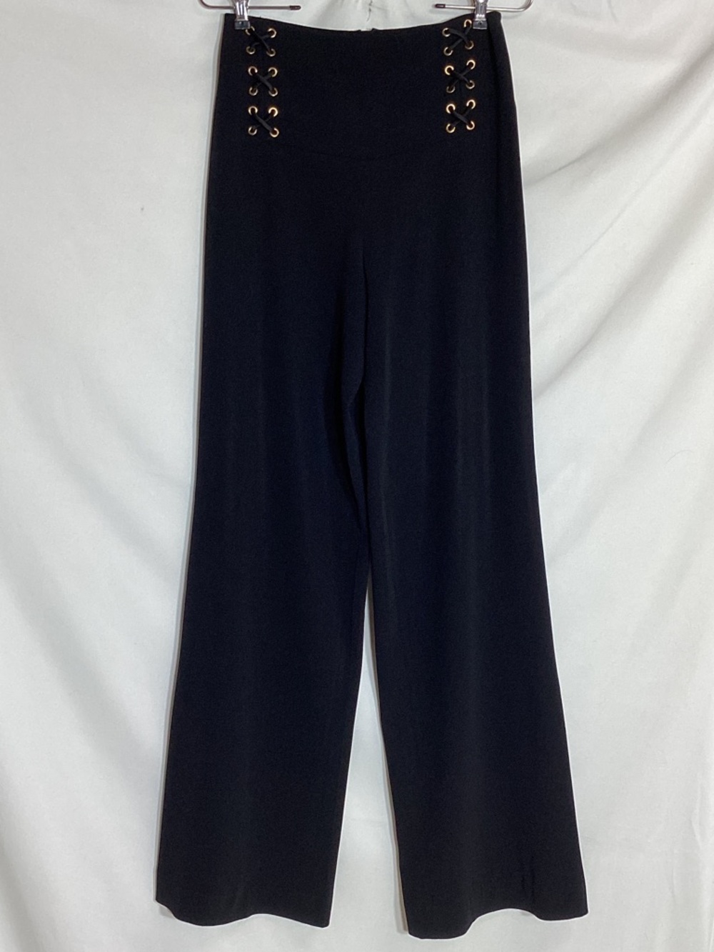 DEREK LAM 10 Crosby Wide Leg Lace Up Black Pants Size 8